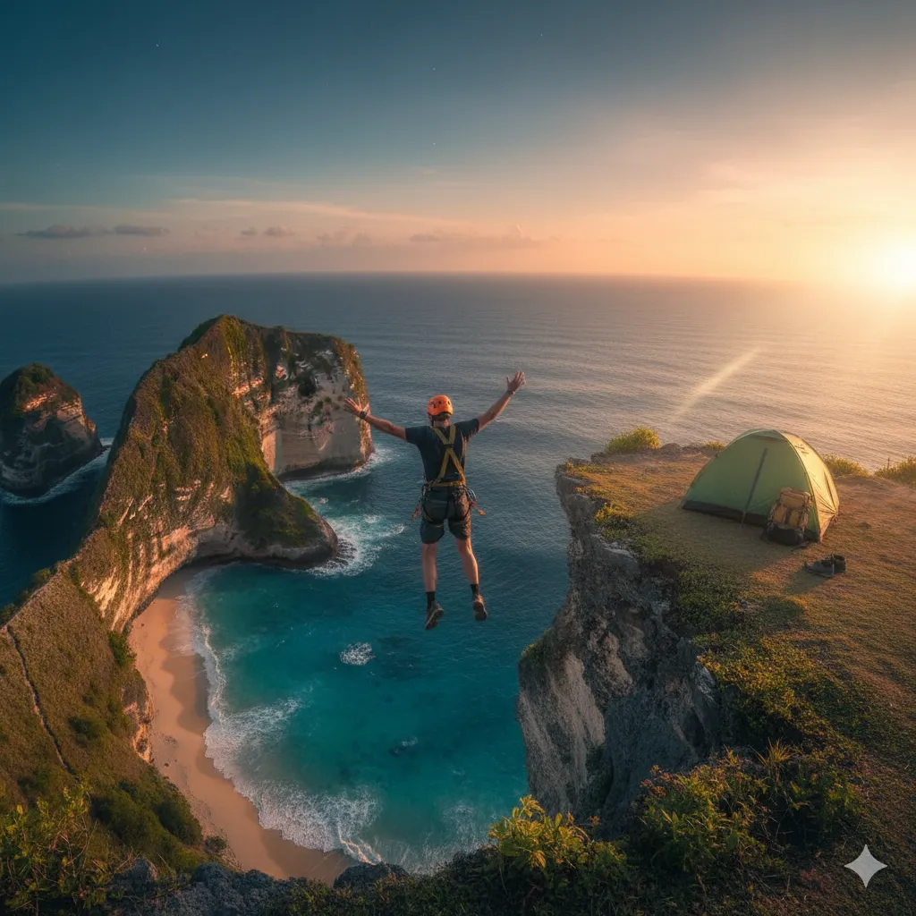 Nusa Penida: The Ultimate Adrenaline Combo Cliff Jump Thrills & Backpacker Camping
